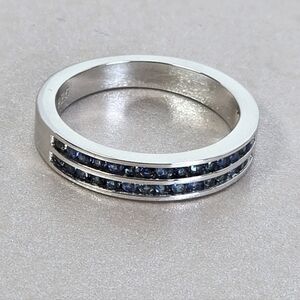 925 Sterling Silver Ring with Natural Blue Myanmar Sapphire Gems